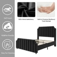 thumbnail image 3 of Bed Frame, Upholstered Bed Frame with Headboard and Footboard, Queen Size Bed Frame with Strong Wooden Slats Support, No Box Spring Required, 3 of 7