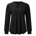 thumbnail image 5 of Women's Solid Color V Neck Jacquard Fabric Loose Long Sleeved T Shirt Top Turtle Neck Top Pack for Women 2 T Top Women Summer Workout Clothes Women Compression Shirts Women Long Sleeve Casual T Shirts, 5 of 5