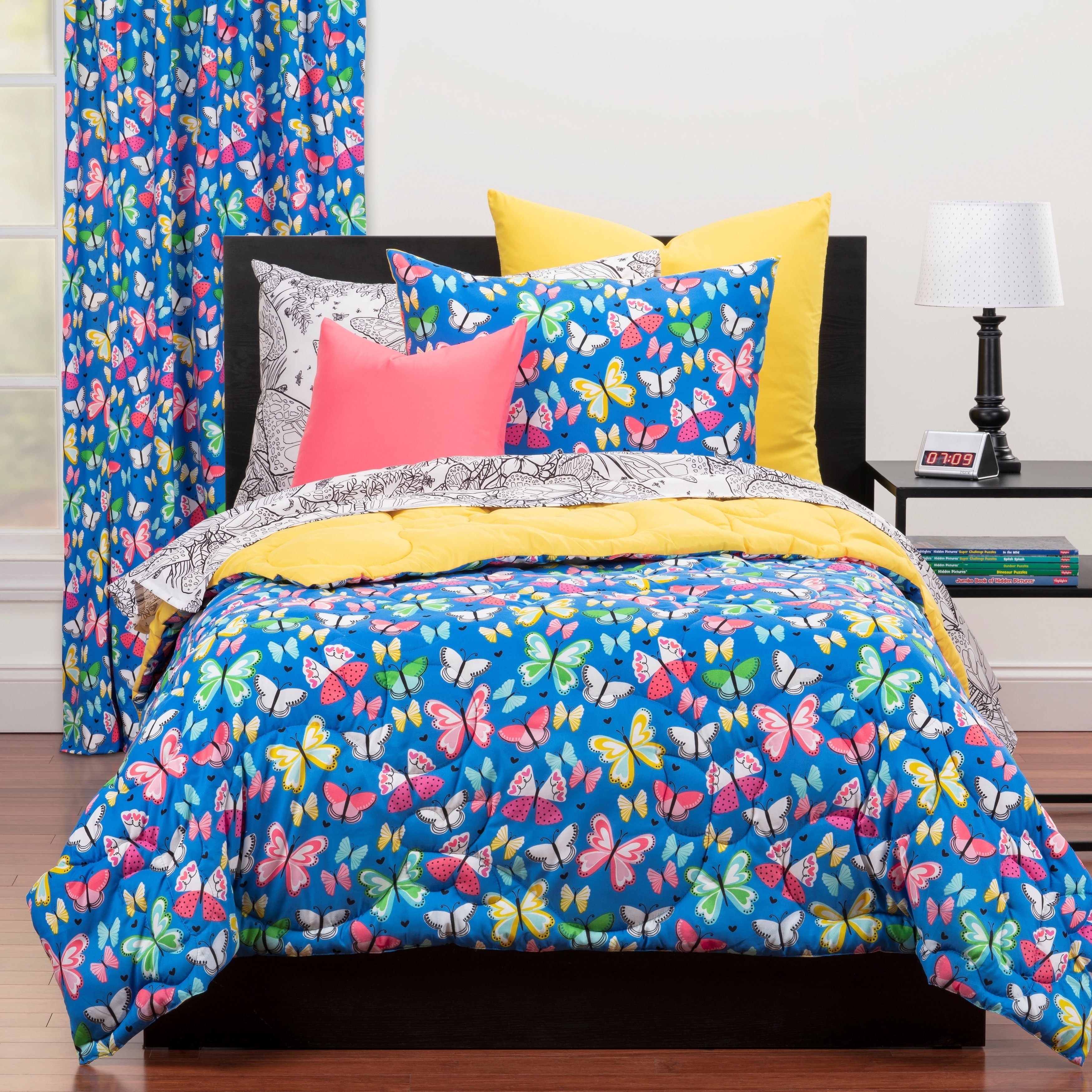 Highlights Brilliant Butterflies Reversible Comforter Set Full - Queen 3 Piece