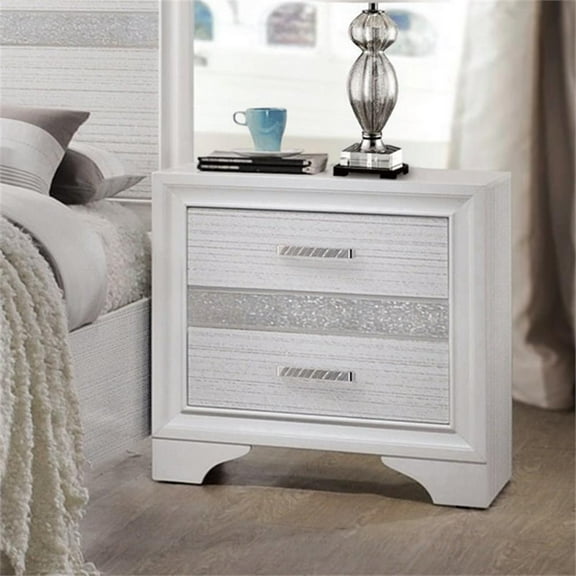 Kingfisher Lane 2 Drawer Nightstand with Hidden Jewelry Tray in White