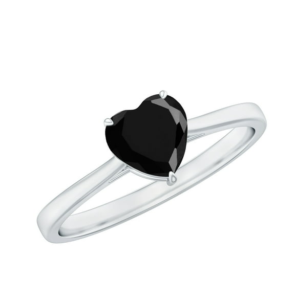 Rosec Jewels Black Onyx Heart Promise Ring for Women - December Birthstone Ring - AAA Quality Certified - Ready to Gift, 925 Sterling Silver, US 4.00