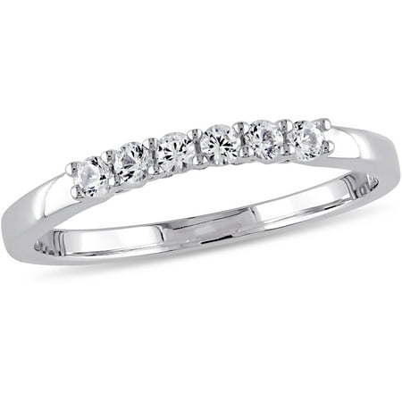 Miabella 1/4 Carat T.G.W. Created White Sapphire 10kt White Gold Wedding Band