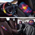 thumbnail image 4 of Yuyamidu Sunset Auto Seat Covers Seaside Steering Wheel Cover Seatbelt Strap Pad Armrest Cover Pad Cup Holders Key Chain Headrest Covers Car Accessories Set of 14, 4 of 7