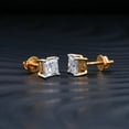 thumbnail image 2 of 3CT Princess Cut Solitaire Lab Created Diamond Stud Earring 14k Yellow Gold Plated, 2 of 4