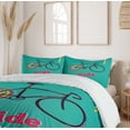 thumbnail image 6 of Ambesonne Vintage Duvet Cover Set, Retro Bicycle Design, 2-Calking, Teal Hot Pink Black, 6 of 7