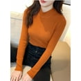 thumbnail image 3 of LOVE DOCK Simple Women Sweater Winter Stand Collar Fashion Pullover Elastic Knit Ladies Jumper Casual Solid Black Female Basic Tops, 3 of 6