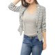 thumbnail image 3 of Blazer A Rayas Con Cierre De Botón Y Bolsillo Con Solapa Con Muesca Para Mujer Blanco M, 3 of 5