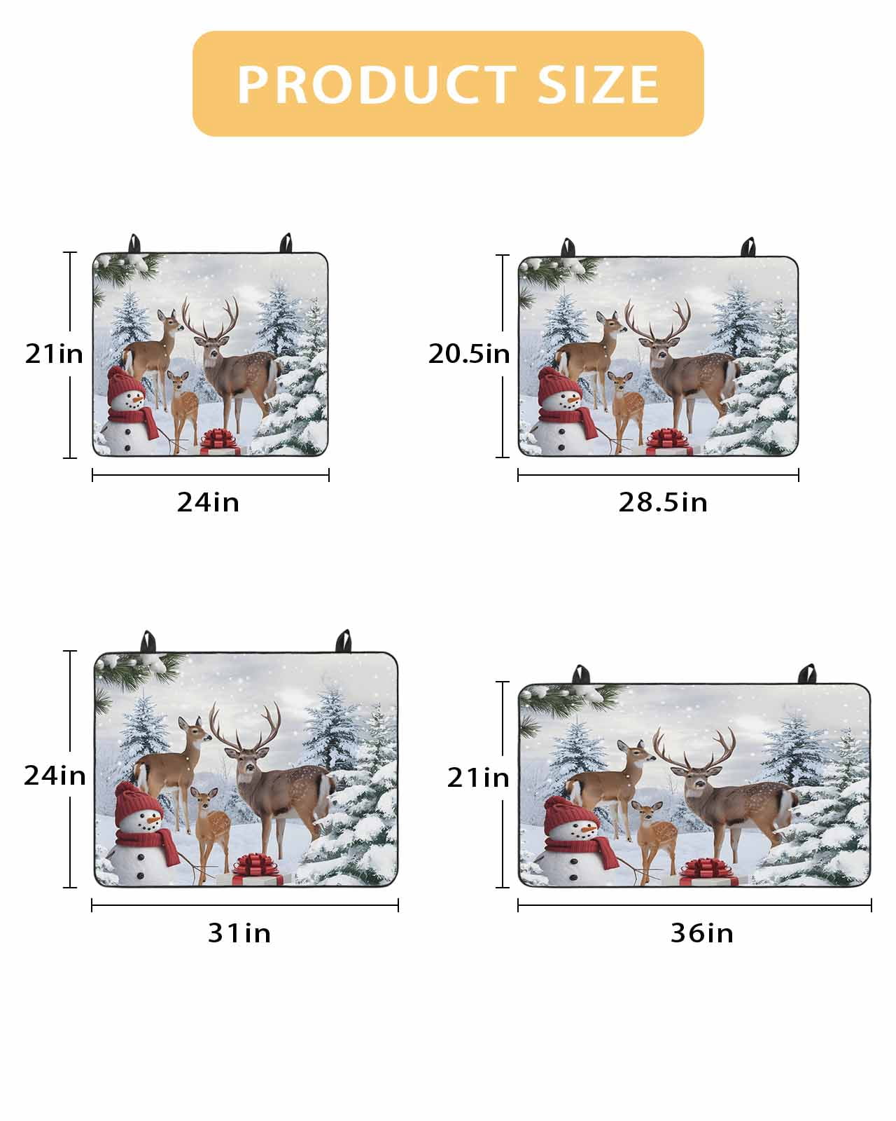 Large Induction Cooktop Protector Mat Christmas Snowman Stove Top Covers for Electric Stove, Xmas Deer Winter Birds Snows Pine Tree Decorative Stove Burner Cover Mats, Glass Top Stove Cover