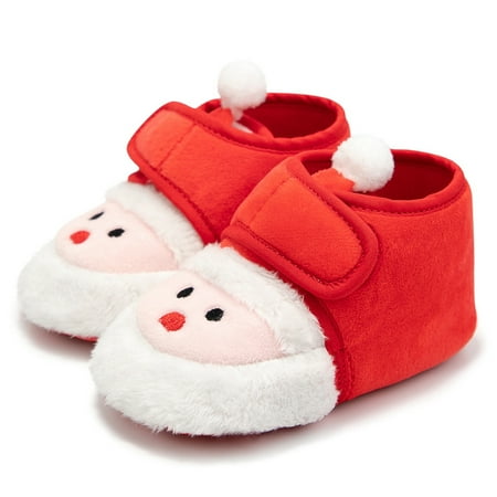

Infant Baby Christmas Shoes Plush Warm Snow Boots Shoes Flat Shoes Winter Prewalker Boot Santa Claus Shoes
