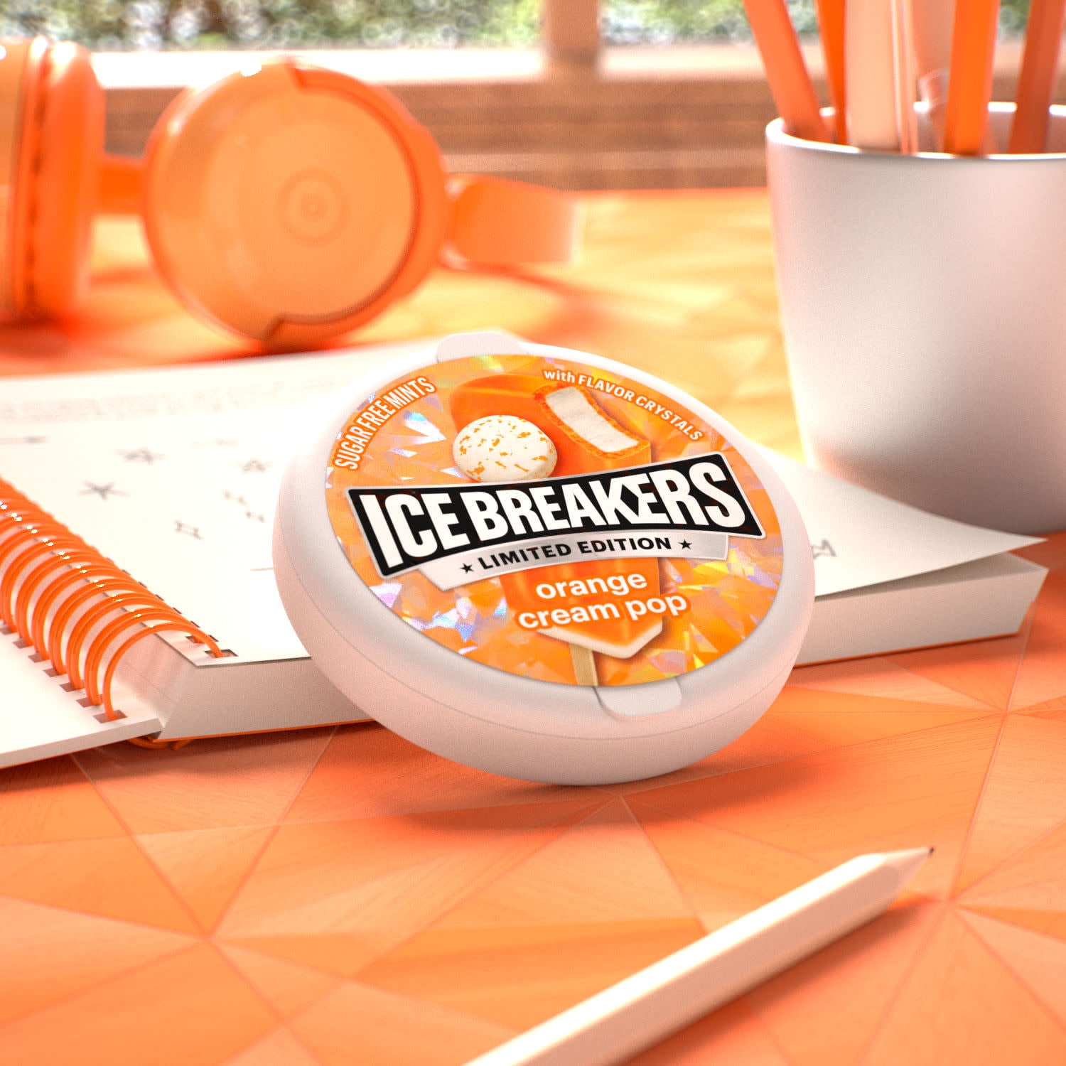 Ice Breakers Orange Cream Pop Sugar Free Mints, Tin 1.5 oz