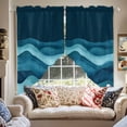 thumbnail image 2 of Turquoise Blue Swag Curtain Valance for Windows, Water Ripple Abstract Gradient Waves Modern Window Treatments Short Swag Topper for Kitchen Windows Bathroom Bedroom, 28"x36", 2 of 8