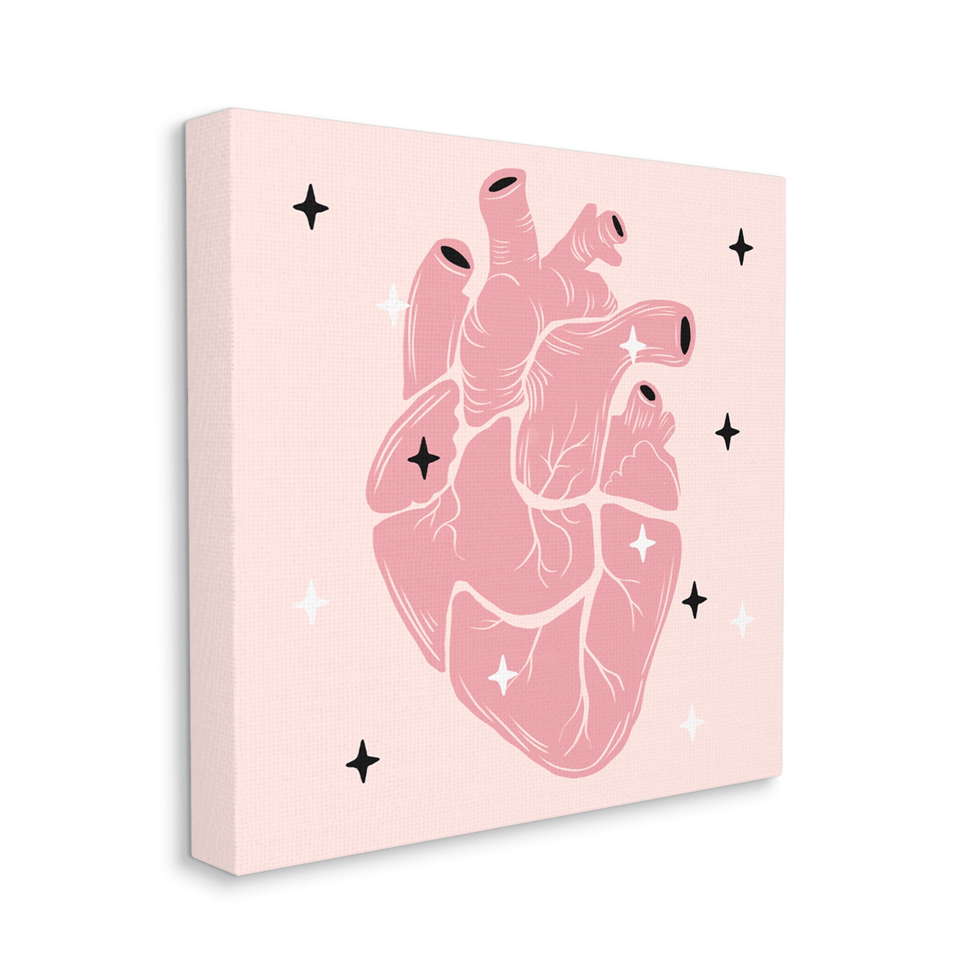 Stupell Pink Goth Anatomical Heart Beauty & Fashion Painting Gallery Wrapped Canvas Print Wall Art