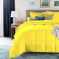 thumbnail image 4 of D.N.G. BEDDINGS Deluxe All Seasons Super King Size 800 Thread Count, Solid Yellow Down Alternative 1 Piece Box Design Comforter Set 100% Egyptian Cotton, 4 of 6