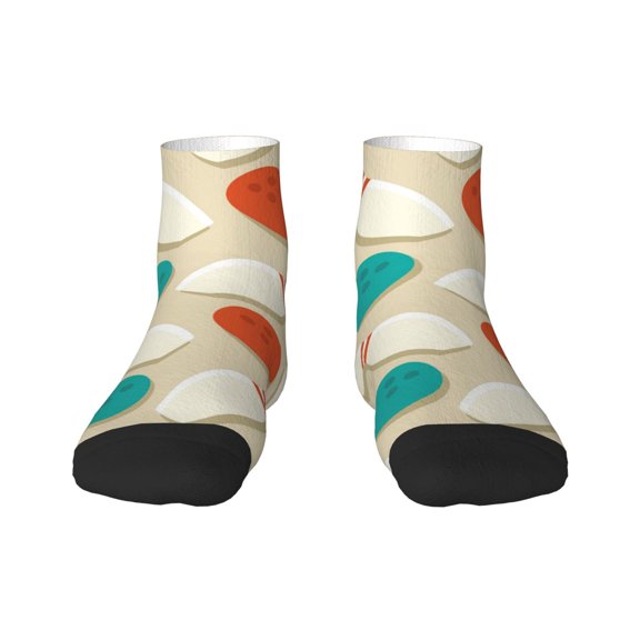 Rateoe Vintage Bowling Pattern Quarter Crew Socks,Toe Seamed Ankle Socks,Cotton Cushioned Breathable Athletic Crew Sports Socks
