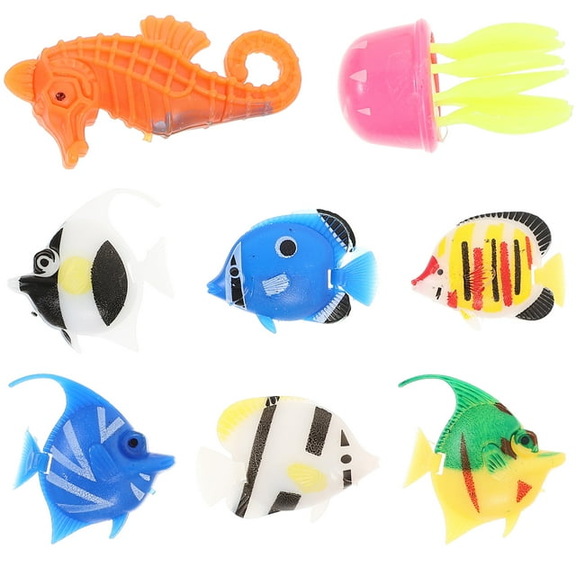 8Pcs Simulation de Poisson Ornement Aquarium Poisson Ornement Flottant Faux Modèle de Poisson
