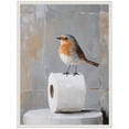 thumbnail image 5 of Kate and Laurel Bird Standing on Toilet Paper Roll Toilet Bathroom Art Framed Canvas Wall Art by The Creative Bunch Studio 18 x 24 Sylvie Beaded White, Modern, Animals, Bathroom Art for Wall Decor,, 5 of 8