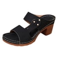 thumbnail image 6 of Rokment Womens Platform Slides Dress Sandals Beach Summer Fashion Casual Hollow out Leather Chunky Block High Heels Slip on Orthotic Dressy Slippers for Woman Black Size 8.5, 6 of 7
