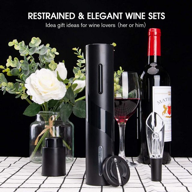 New Rechargeable Electric Wine Bottle Opener Foil Cutter Automatic Corkscrew with USB Charging Cable Suit Kitchen Bar Can Opener5 He Qiyong unisex