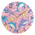thumbnail image 5 of Dolphins Moon Stars Palm Trees Round Wall Clock Silent Analog Battery Operated Black Pointer Home Decor 9.84" Diameter, 5 of 11