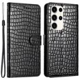 thumbnail image 1 of Compatible with Samsung Galaxy S23 Ultra Crocodile Pattern Foldable Stand Leather Case Mobile Phone Wallet Case with Hand Strap, 1 of 4