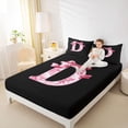thumbnail image 4 of Erosebridal Floral Bow Letter D Bed Sheets for Girls, Pink Initial Ribbon King Sheets, 4-Piece, 4 of 6
