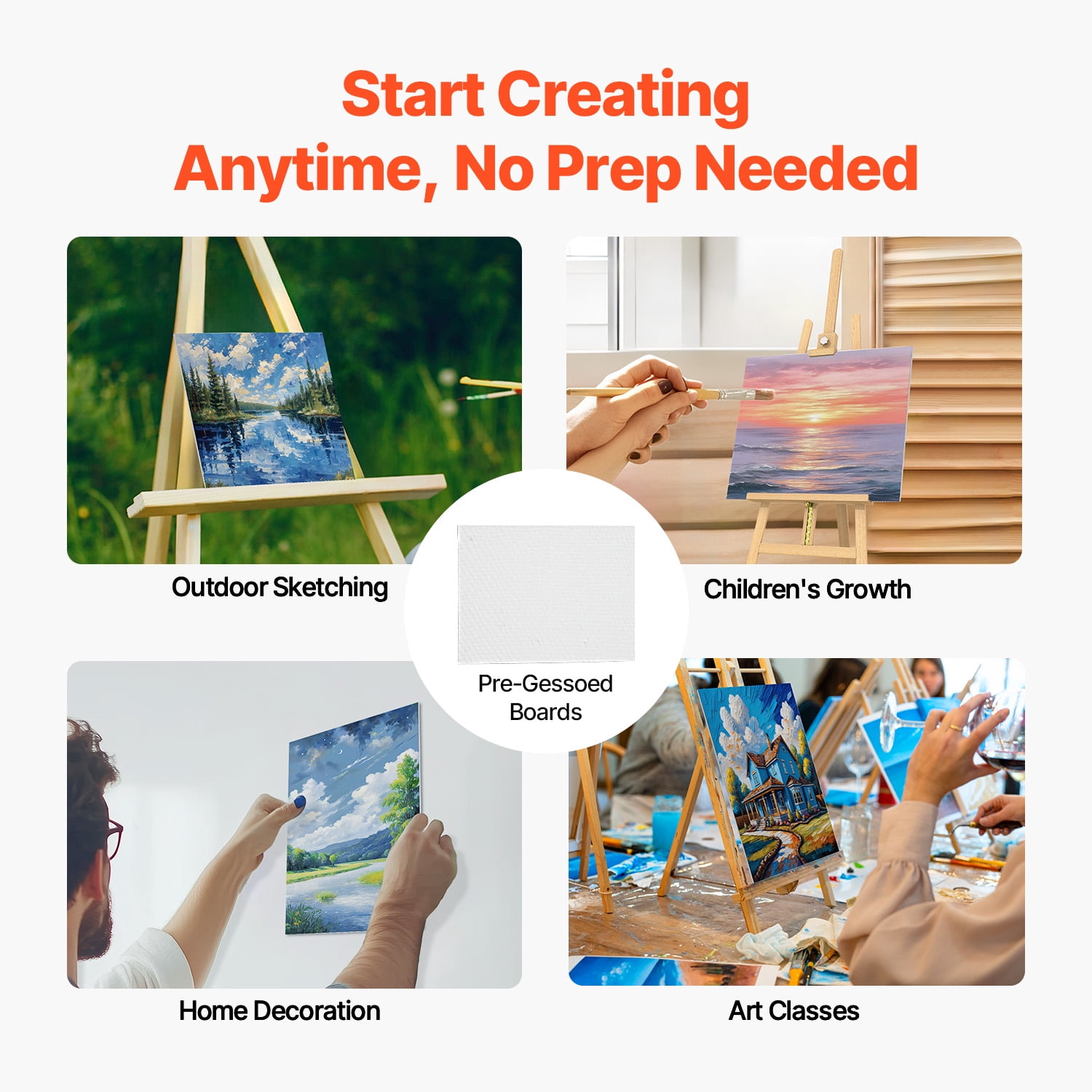 KFFKFF Art Canvas Panels, 8x10 Inch White Painting Surfaces, Set of 24, Suitable for Sketching, Acrylic, Oil Painting, Watercolor, Ideal for Children and Professional Artists