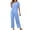 Blue, variant on Caywon Womens 2 Piece Button Front Short Sleeve Top Wide Leg Pants Set Elastic Waist Loungewear Breathable Wrinkle-Free Casual Loose Fit Conjunto de Ropa para Mujer
