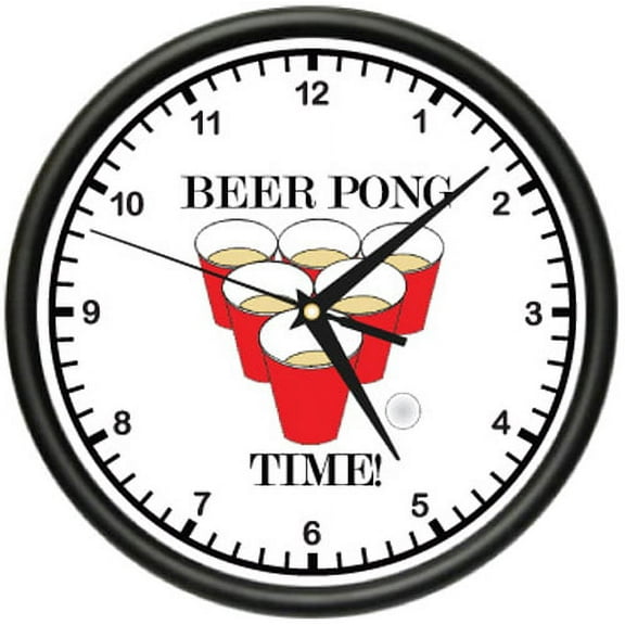 BEER PONG Wall Clock drinking game bar mug table keg