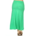 thumbnail image 3 of Moa Collection Women's Plus Size High Waist Foldable Elastic Band Relaxed Fit Solid Maxi Skirt, 3 of 4