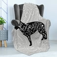 thumbnail image 4 of All You Need Is Love Soft Flannel Fleece Blanket, German Shepherd Dog Silhouette with the Phrase and Doodles, Cozy Plush for Indoor and Outdoor Use, 50" x 60", Pale Grey Black White, by Ambesonne, 4 of 5