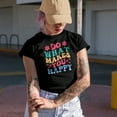 thumbnail image 2 of Do What Makes You Happy, Quote on Choosing Happiness, Groovy Retro Wavy Text Merch Gift, Black T-Shirt, 3XL, 2 of 5