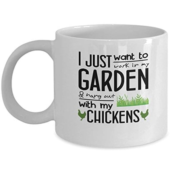 Funny Chicken 11 oz Coffee Mug - I Just Want White Ceramic Gift