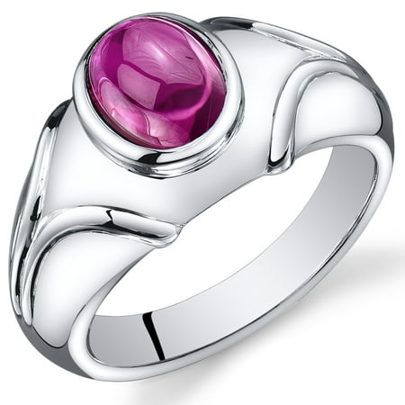 Peora 3.00 Ct Men's Created Ruby Engagement Ring in Rhodium-Plated Sterling Silver