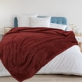 thumbnail image 2 of PiccoCasa Fluffy Fleece Blanket Lightweight Plush Throw Blanket for Couch Sofa Bed, Burgundy Queen(90" x 90"), 2 of 6