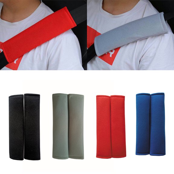 SPRING PARK 2Pcs Seat Belt Cushions Comfortable Hypoallergenic Cotton Seat Belt Shoulder Strap Covers for Seat Belt Red