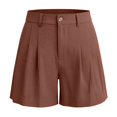 thumbnail image 6 of Summer Womens Shorts Fashion Shorts For Women High Waisted Cuffed Back Elastic Waistband Pleated Linen With Pockets Pants For Women, 6 of 6