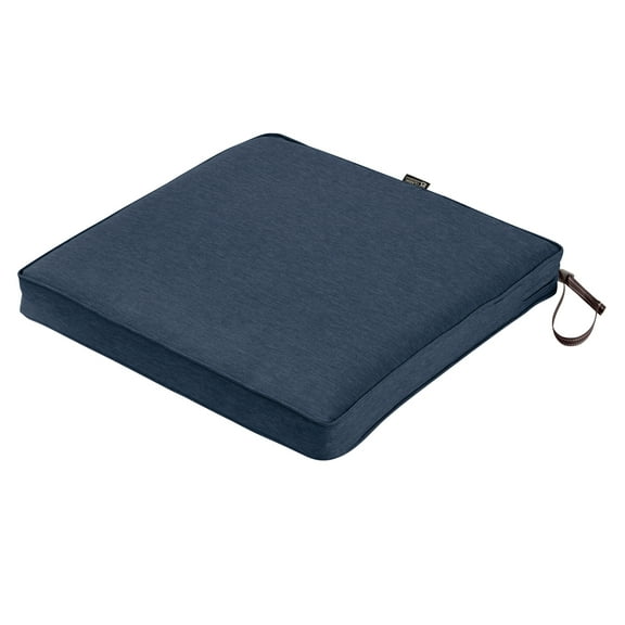 Classic Accessories Montlake FadeSafe Square Patio Dining Seat Cushion - 2" Thick - Heavy Duty Outdoor Patio Cushion with Water Resistant Backing, Heather Indigo Blue, 20"W x 20"D x 2"T