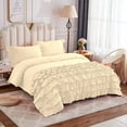 thumbnail image 4 of Duvet Cover 3 Piece Set Half-Ruffle (1 Duvet Cover & 2 Pillowcases) 100% Egyptian Cotton Quilt Cover with Zipper, 400TC Luxury Covers for Comforter & Blanket - Ivory Solid, King Size., 4 of 9