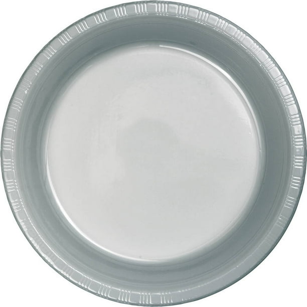 Shimmering Silver Plastic Plates, 18Pack