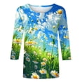 thumbnail image 4 of Nrmvnmi Womens Tops Casual 3/4 Sleeve Shirts Cute Cartoon Print Crew Neck Loose Casual Blouses Floral Print Tshirts Mothers Day Gifts, 4 of 5