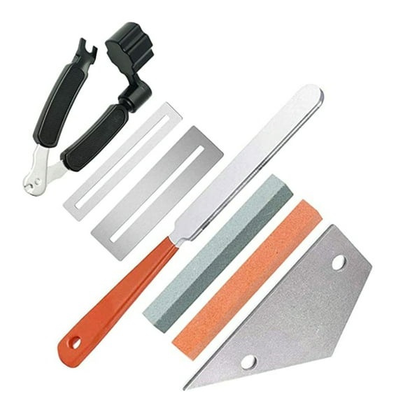 Guitar Maintenance Kit - Includes Luthier Tools, 3-in-1 String Winder Cutter, Fret Crowning File, Fret Rocker, Fingerboard Guard, and Grinding Stone