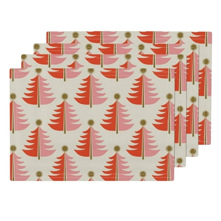 Cloth Placemats Retro Holiday Tree Topped Christmas Christmas Tree Star Set of (Best Place To See Giant Sequoia Trees)