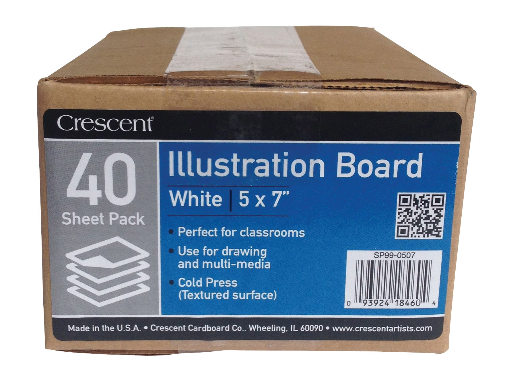 Crescent Illustration Board - 5 x 7, 18-Ply, White, Hot Press