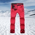 thumbnail image 5 of Womens Ski Pants Softshell Thick for Travel Hiking Deep red, 5 of 7