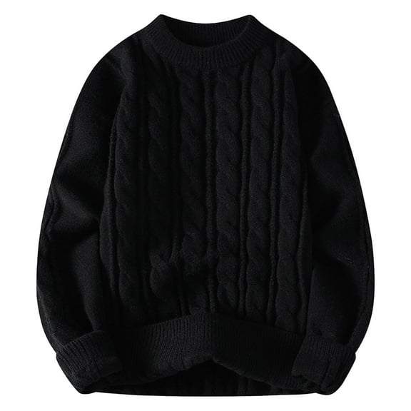 JTieacloth Winter Warm Sweaters Men Crew Neck Loose Thick Pullover Sweater Sweater Casual Base(Black)