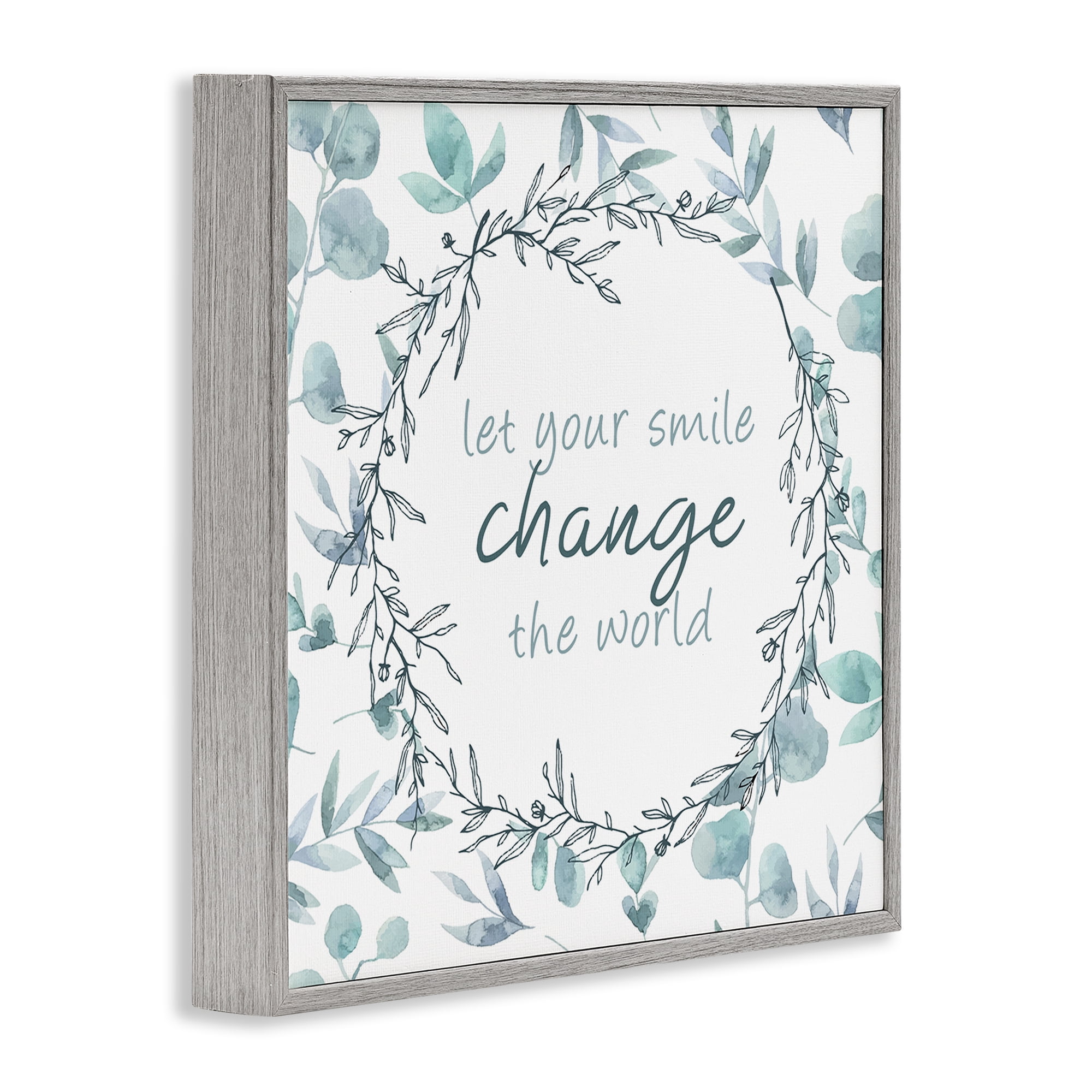Stupell Industries Smile Change The World Gray Framed Giclee Art, design by Kim Allen