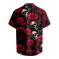 thumbnail image 2 of Men Button Up Shirt Halloween Theme Skull Print Casual Turndown Collar Short Sleeve Shirt Shirt for Men Graphic, 2 of 5