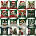 thumbnail image 3 of Funda de almohada navideña con diseño de muñeco de nieve para el hogar, almohada de lino a cuadros rojos, cojín navideño, 3 of 3