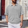 thumbnail image 2 of HomeDM Collared V Neck Shirts for Men Short Sleeve Summer Casual Texture Loose Fit Pullover Tops, Gray, Size 2XL, 2 of 5