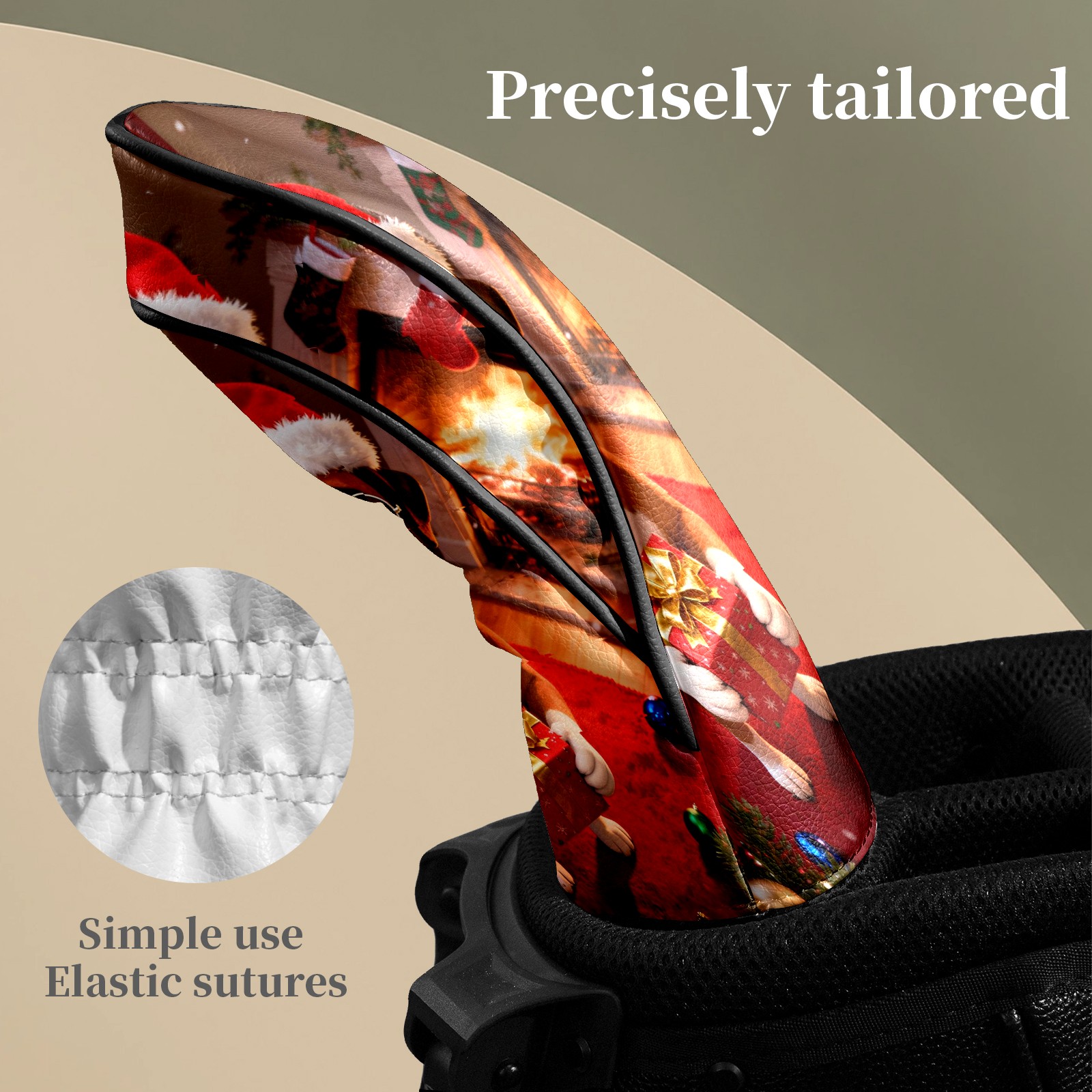 Golf Club Head Covers Christmas Dog Gift Pattern Waterproof Leather Golf Head Covers for Men Women Driver Head Cover Fairway Headcover for Golf Lovers
